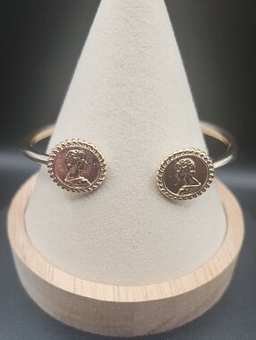 Monet Gold-Tone Double Coin Open Cuff Bracelet